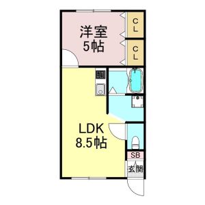 1LDK 間取り図