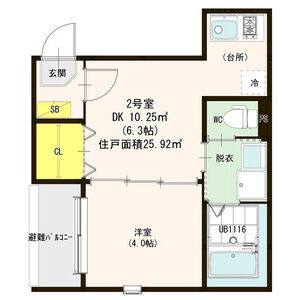 1DK 間取り図