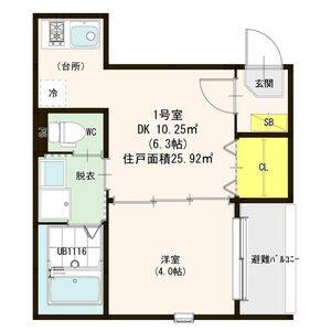 1DK 間取り図