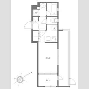 1DK 間取り図