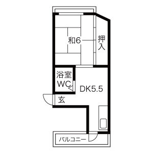 1DK 間取り図