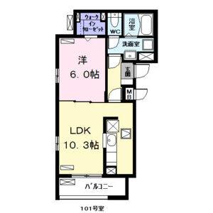 1LDK 間取り図