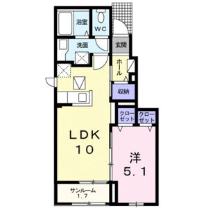 1LDK 間取り図