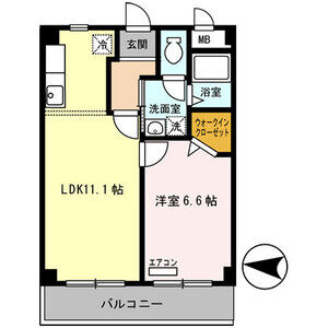 1LDK 間取り図