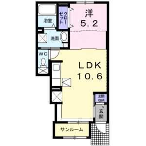 1LDK 間取り図