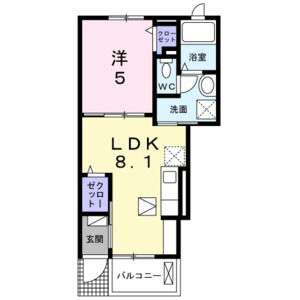 1LDK 間取り図