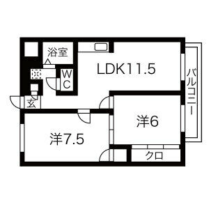 2LDK 間取り図