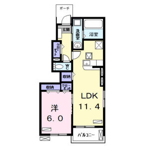 1LDK 間取り図