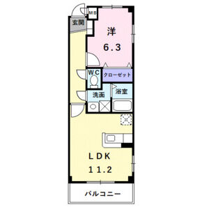 1LDK 間取り図