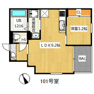1LDK 間取り図