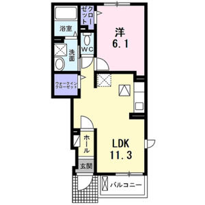 1LDK 間取り図