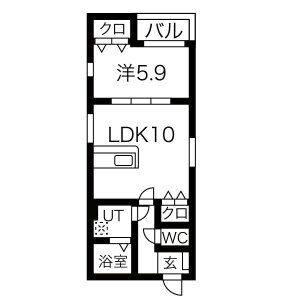 1LDK 間取り図