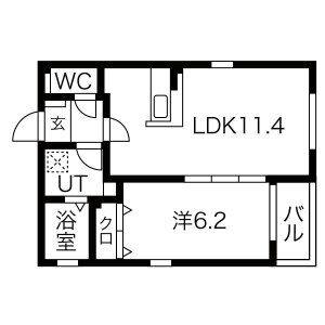1LDK 間取り図