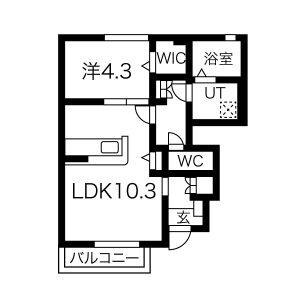 1LDK 間取り図