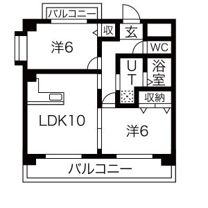 2LDK 間取り図