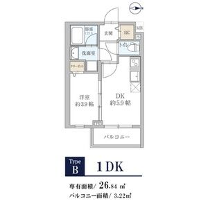 1DK 間取り図