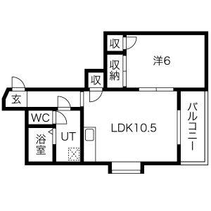 1LDK 間取り図