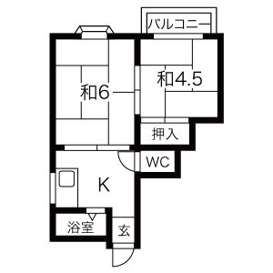 2DK 間取り図