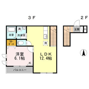 1LDK 間取り図