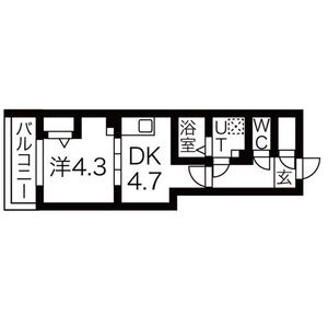 1DK 間取り図