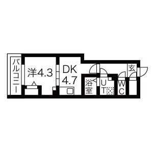 1DK 間取り図
