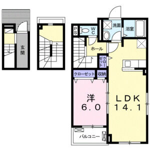 1LDK 間取り図
