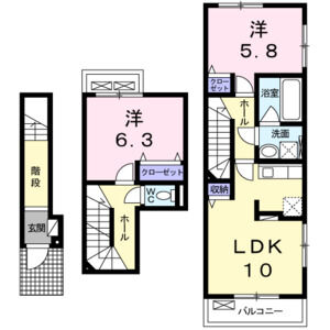 2LDK 間取り図