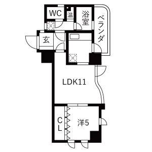 1LDK 間取り図