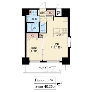 1LDK 間取り図