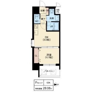 1DK 間取り図