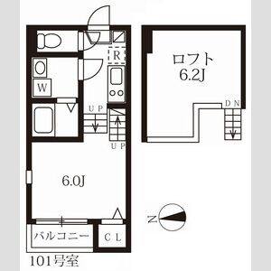 1K 間取り図