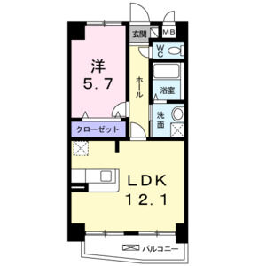 1LDK 間取り図