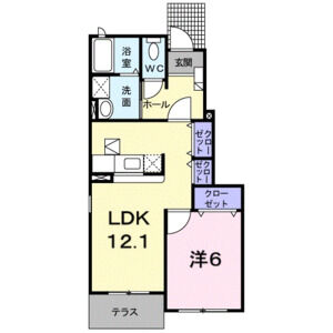 1LDK 間取り図