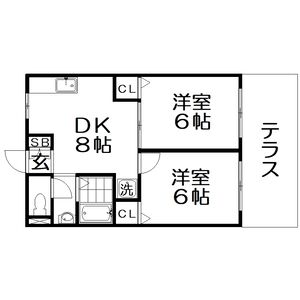 2DK 間取り図