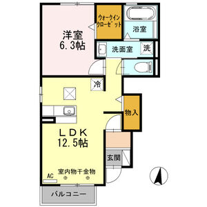 1LDK 間取り図