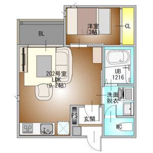 1LDK 間取り図