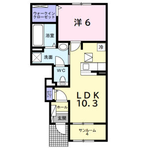 1LDK 間取り図