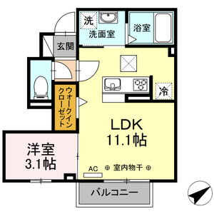 1LDK 間取り図