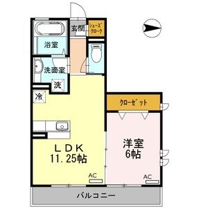 1LDK 間取り図