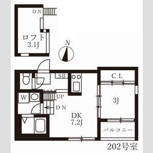 1DK 間取り図