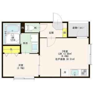 1LDK 間取り図