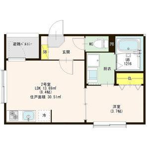 1LDK 間取り図