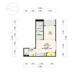 1DK 間取り図