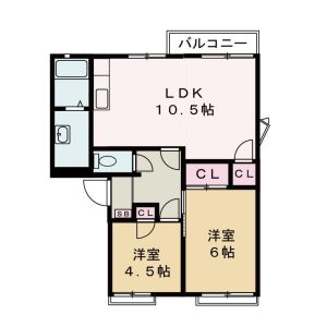 2LDK 間取り図