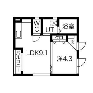 1LDK 間取り図