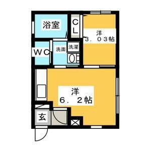 1DK 間取り図