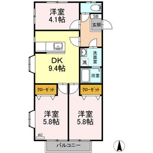 3DK 間取り図