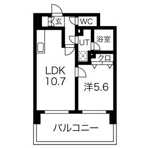 1LDK 間取り図