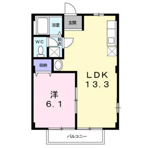 1LDK 間取り図