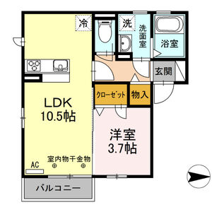 1LDK 間取り図